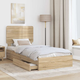 Bed Frame With Drawer Concrete Grey 90 X 190 Cm Engineered Wood by ...