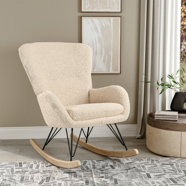 Django 73Cm Cashmere Upholstered Rocking Chair With Seat Cushion