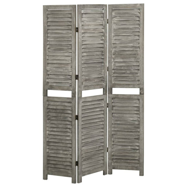 Room Divider – Grey Solid Wood, Folding Privacy Screen And Decorative ...