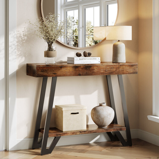 40 inch Console Table for Entryway with Storage Shelf, 2-Tier Hallway ...