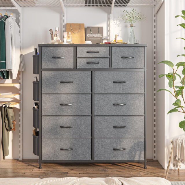 Bedroom Chest Of Drawers With 12 Fabric Drawers, Tall Bedroom Chest Of ...