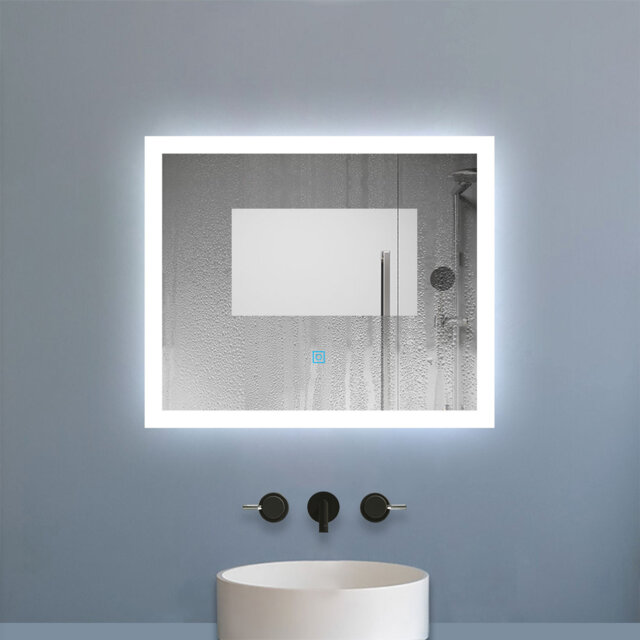 Illuminated Led Bathroom Mirror With Demister - Single Touch Sensor ...