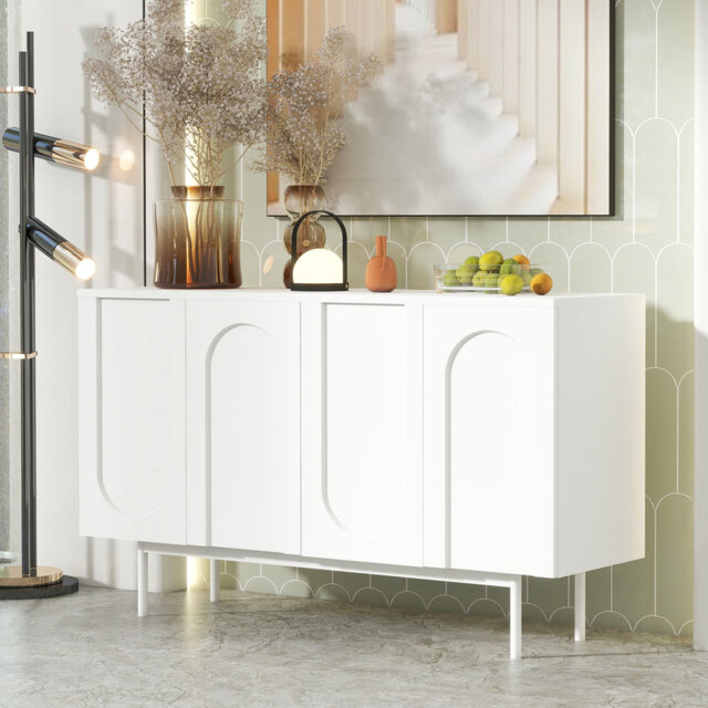 White Sideboard With 4 Doors In Arch Pattern by Wayfair | ufurnish.com