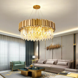 Kitoney Modern Brass 10-Light Tiered Crystal Chandelier for Living Room ...