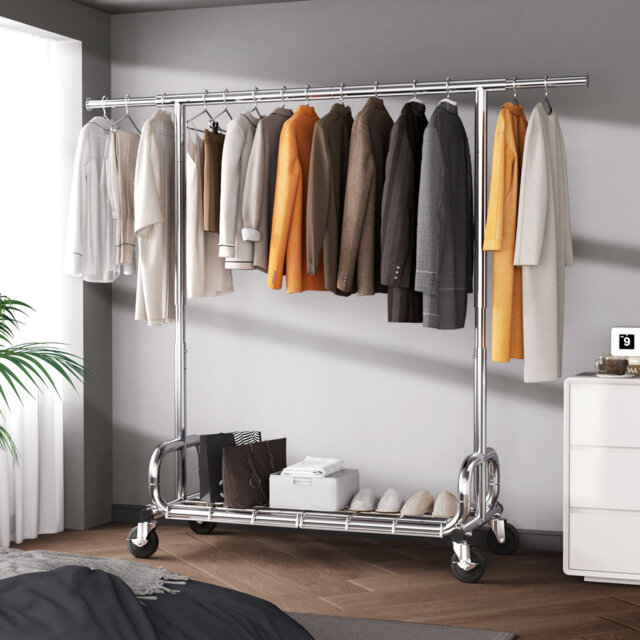 Durnish Rack Heavy Duty Clothes Rail 204kg (450lbs) Capacity, Adjustable Height and ...