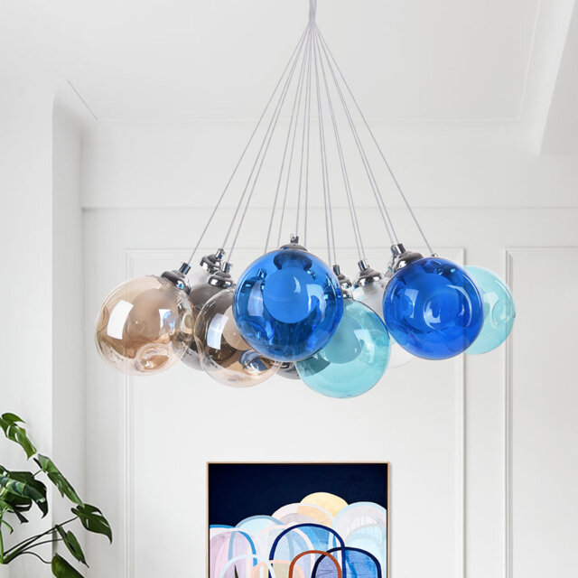Spoffo Modern Colorful 19-Light Bubble Glass Chandelier Cluster Pendant ...