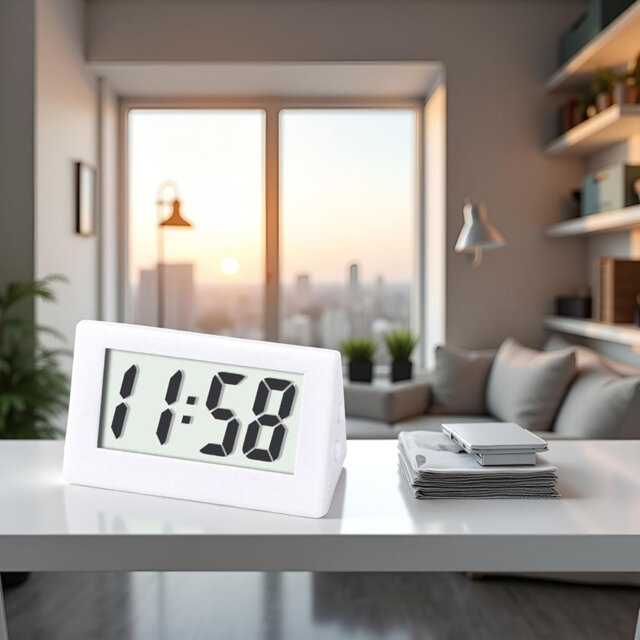 1 PC White Desk Digital Clock Watch Gauges Mini Digital LCD Screen ...
