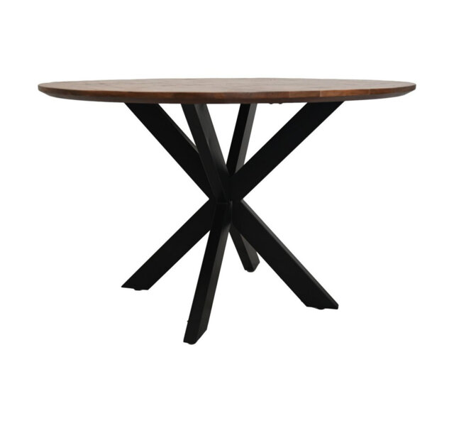 Round Dining Table Fishbone-140x140x76-Natural/Black-Oak/Metal by ...