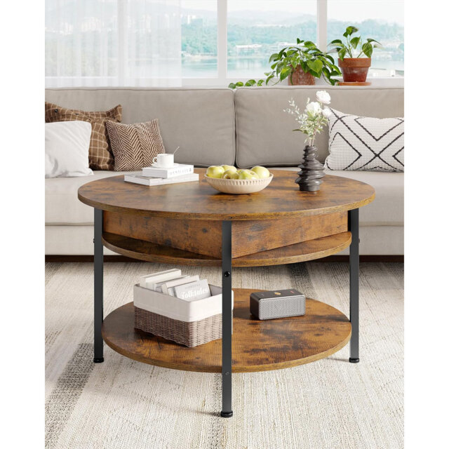 Round coffee table, height -adjustable coffee table, living room table ...