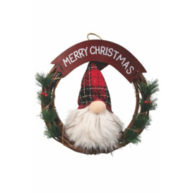 Merry Christmas and Santa Claus 34cm Lighted Wreath