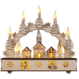 Pre-lit Village Scene Candle Bridge Christmas Decoration