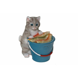 Kitten With A Bucket Full Of Fish Crandall Figurine