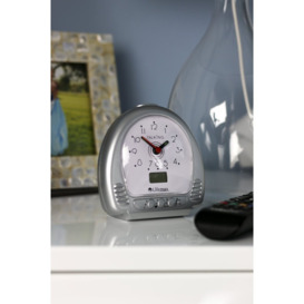 Analog Mechanical Battery-Operated Alarm Tabletop Clock in Silver