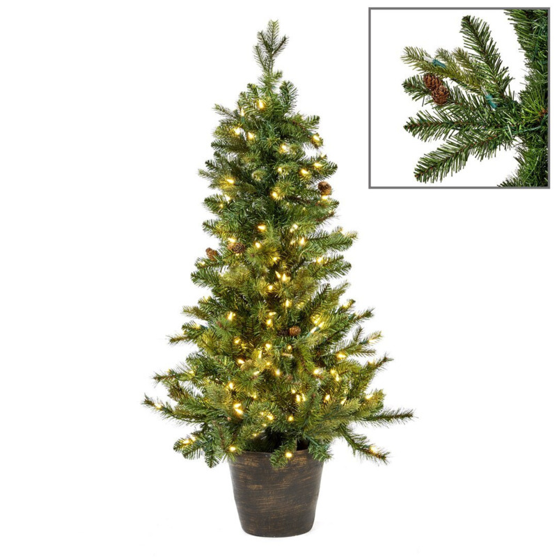4ft Green Pine Artificial Christmas Tree with 200 Clear/White Lights by