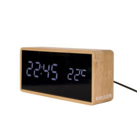 Bohemian Digital Bamboo Solid Wood Mechanical Alarm Tabletop Clock in Brown