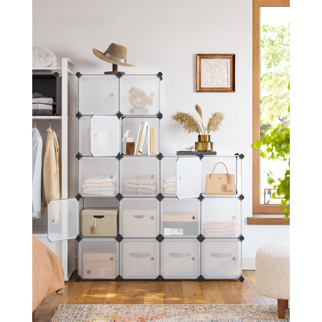 16-Cube Storage Unit, Shoe Rack, Stackable Cubes, Plastic Closet ...