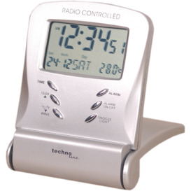 Technoline, WT 171 travel alarm clock with radio clock, internal temperature display as well as date and day of the week display