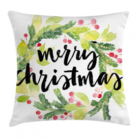 Iulger Christmas Watercolour Wreath Outdoor Cushion Cover
