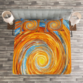 Orange/Blue Microfibre Bedspread Set