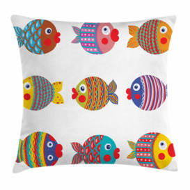 Garmund Funny Folkloric Fish Family Outdoor Cushion Cover