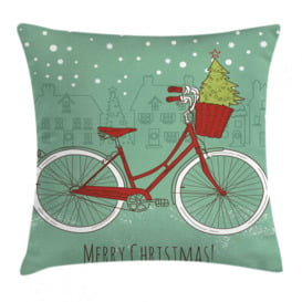 Kasim Christmas Bike Xmas Trees Outdoor Cushion Cover