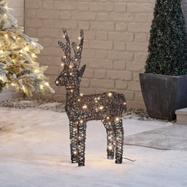 Battery or Mains Operated Outdoor PVC Rattan Reindeer Christmas Figurine