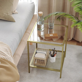 Tempered Glass Top Stable Steel Frame Side Table