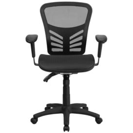 Mid-Back Transparent Black Ergonomic Mesh Desk Chair