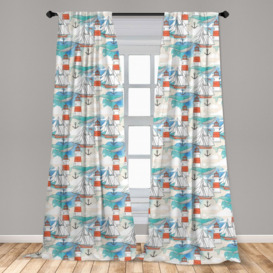 Britnie Whale Anchor and Boats Slot Top Room Darkening Curtain