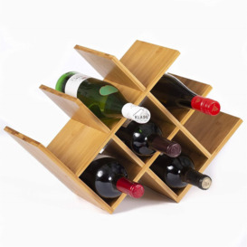 Edber 8 Bottle Solid Wood Tabletop Wine Bottle Rack in Brown