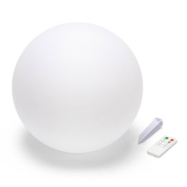 LED Light Sphere Diameter 25Cm. Solar-Charged, IP66. With Remote Control: Choice Of White And 7 Colors. Wireless. For Garden, Terrace, Pool.