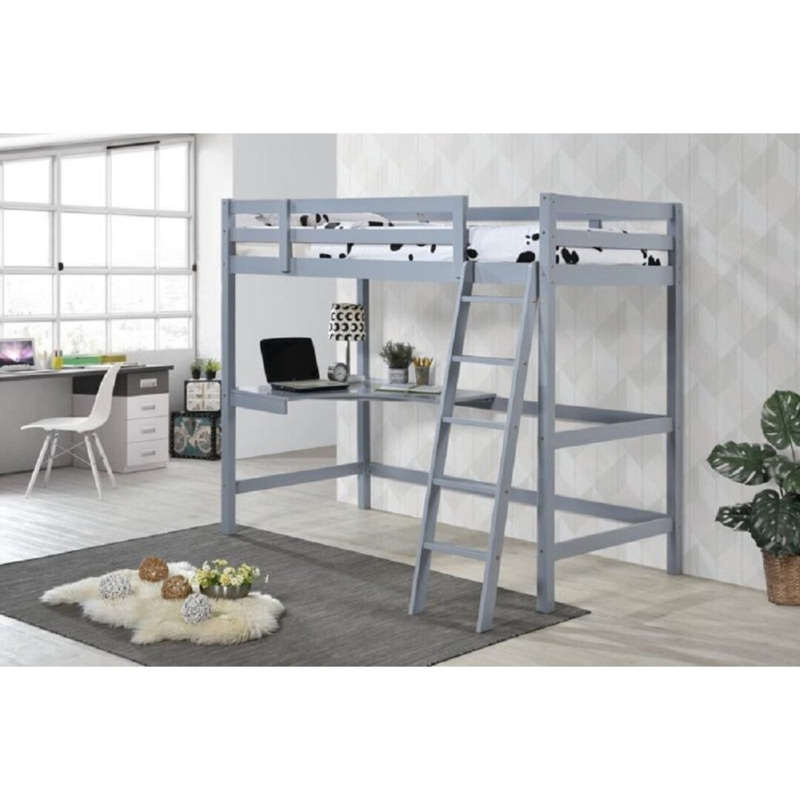 Heanor Single (90 X 190Cm) Bed Frame High Sleeper Loft Bed with Built