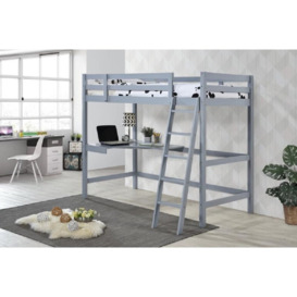 Heanor Single (90 X 190Cm) Bed Frame High Sleeper Loft Bed with Built-in-Desk
