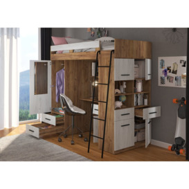 Suffield High Sleeper Bed with Drawers and Shelves
