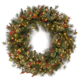Wintry Lighted Artificial Wreath