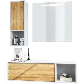 Jezelle 3 Piece Bathroom Storage Furniture Set with Mirror