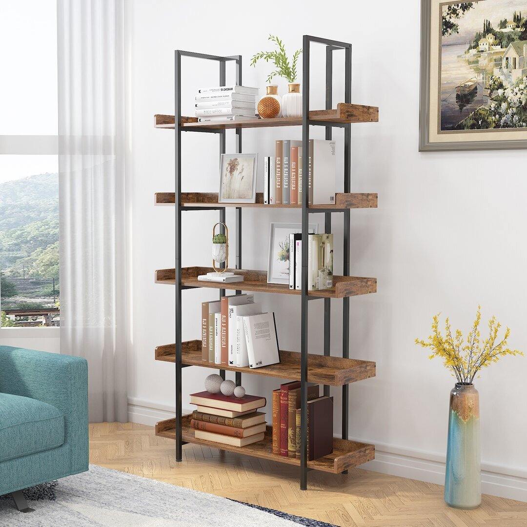 Freestanding Storage Rack With Metal Frames,display Shelf Units For Office, Open Tall Bookcase