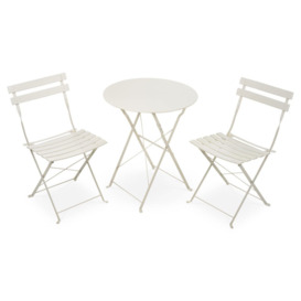3 Piece Bistro Set - Outdoor Table And Chairs With Metal Seat Slats, Folding Furniture Set For Garden, Patio, Balcony, Backyard - Powder-Coated, Easy