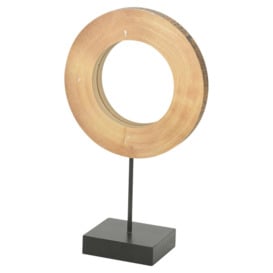 Alexavier Round Wood Framed Freestanding Make / Shaving Mirror in Light Brown