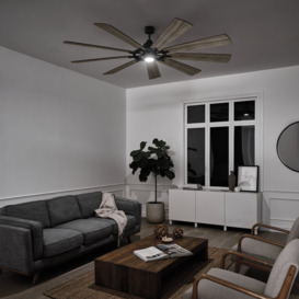 85Cm Karthic 9 - Blade LED Ceiling Fan with Remote Control and Light Kit Included