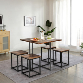 5-Piece Dining Table & Chair Set Bar Pub Table And Four Stool Set