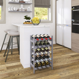 Bamboo Wine Rack, 20 Bottles Display Holder, 5-Tier Free Standing Storage Shelves For Kitchen, Pantry, Cellar, Bar (Black)