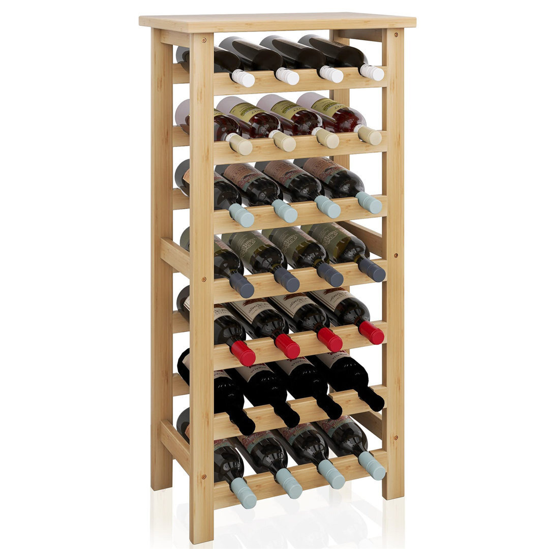 Bamboo Wine Rack, Display Holder With Table Top, Free Standing Storage ...