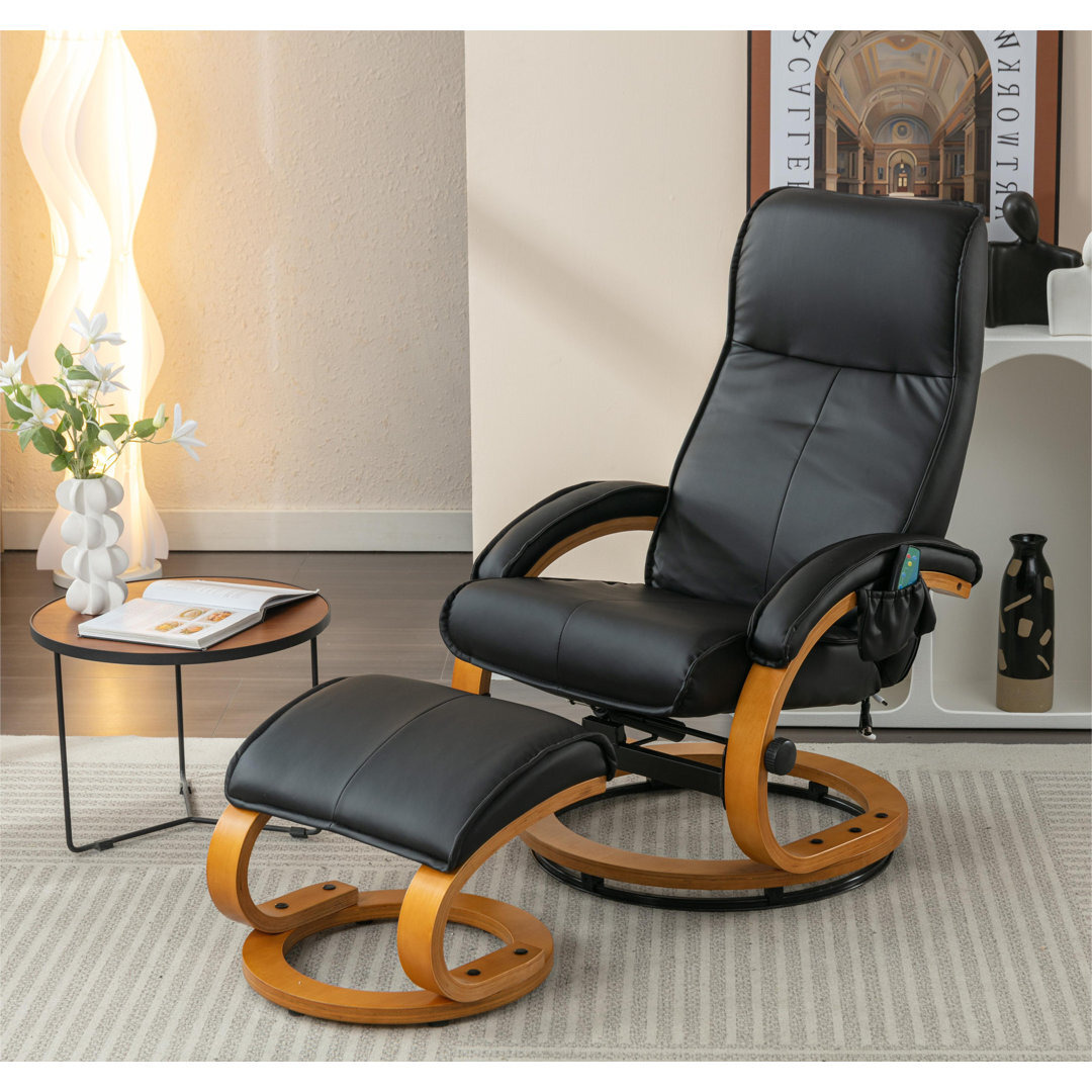 Emily 67cm Wide Manual Swivel Ergonomic Recliner Recliner with Ottoman