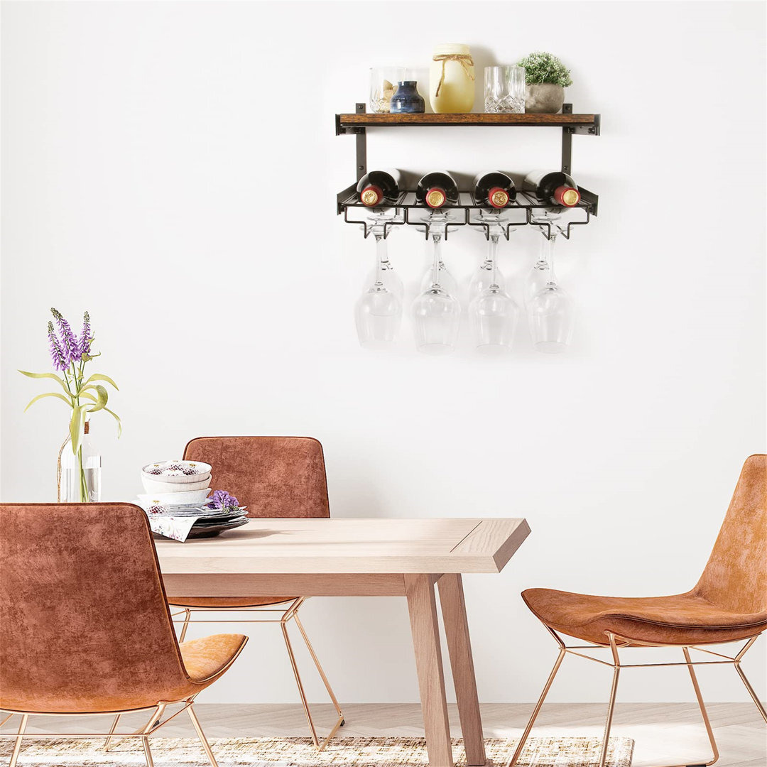Anterrio Wall Mounted Wine Bottle & Glass Rack in Black by Wayfair ...