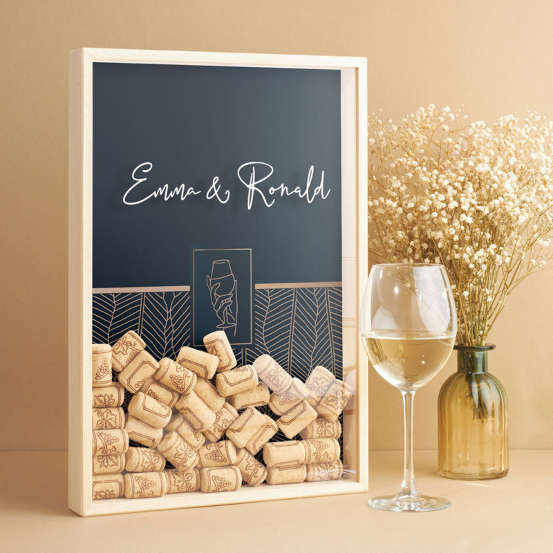 Personalized Decorative Wood Wine Cork Collection Box For Couples by Wayfair