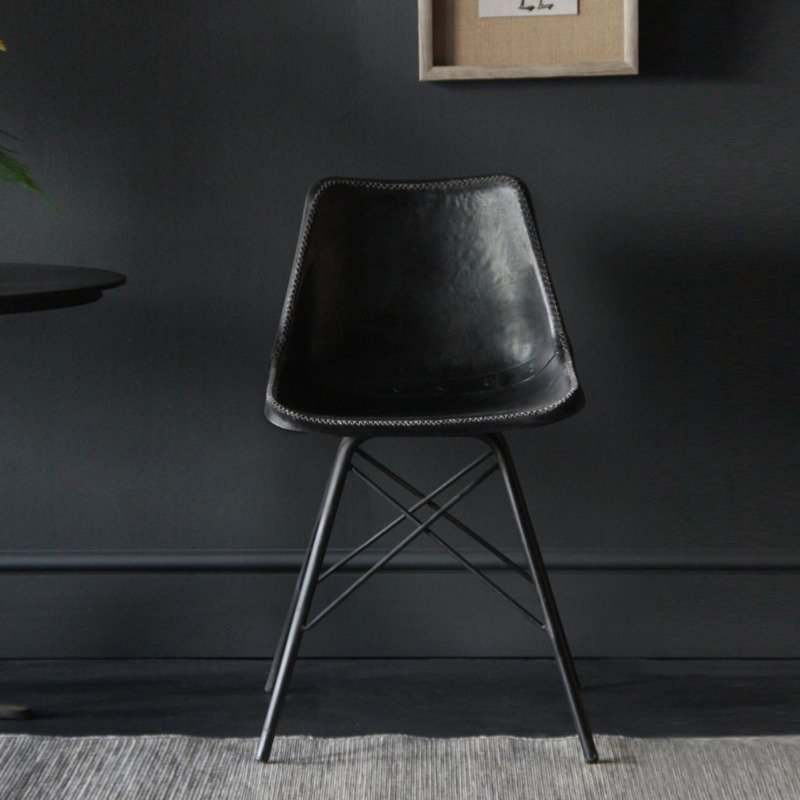 Cross Leg Dining Chair Black Seat Black Base Where Saints Go