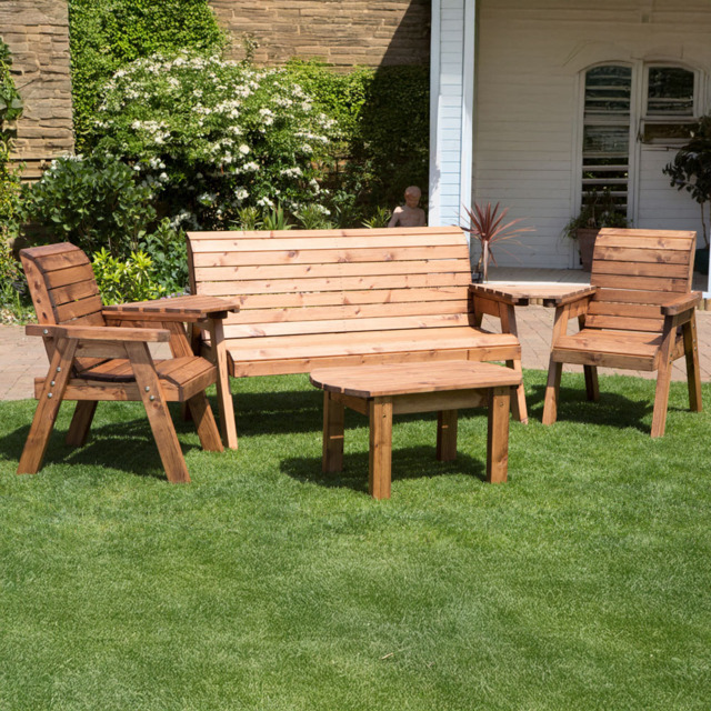 Samuel Alexander Handmade 5 Seater Chunky Rustic Wooden Garden ...