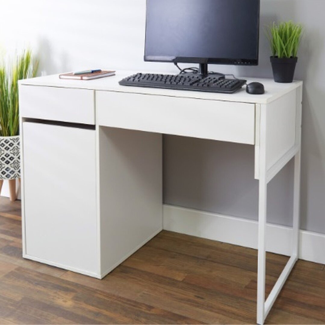 Canterbury Single Door 2 Drawer White Office Desk - Wilko by wilko