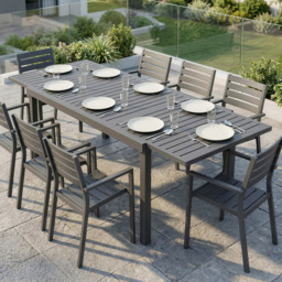 Outsunny 8 Seater 150-225cm Extendable Garden Dining Table Dark